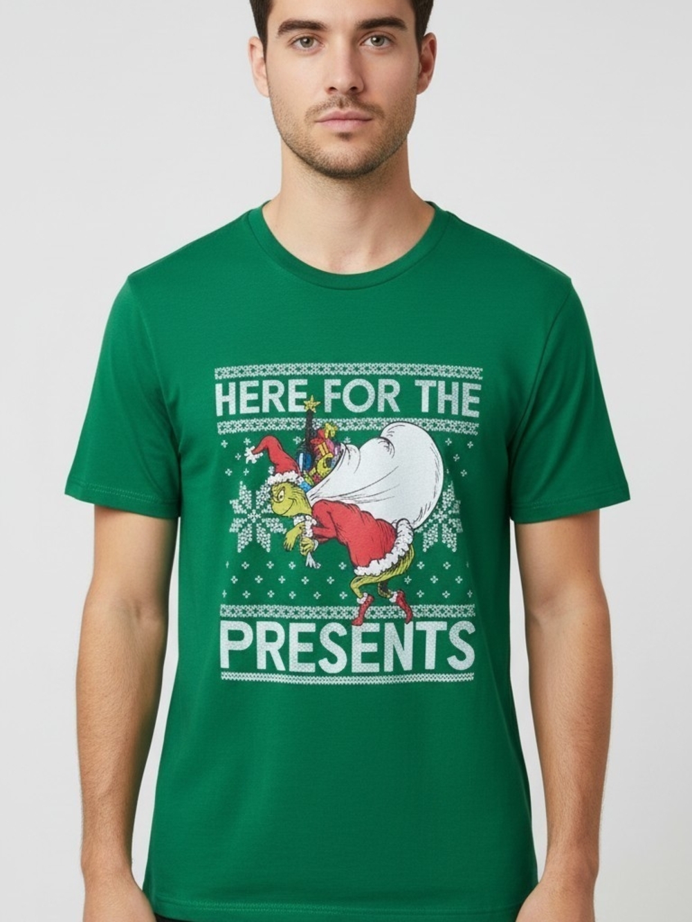 Dr. Seuss The Grinch Here for the Presents Men’s Graphic T-Shirt Large NWT